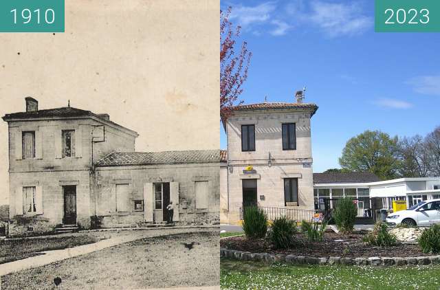 Before-and-after picture of Mairie de Lugon-et-l'Île-du-Carney between 1910 and 2023-Apr-06