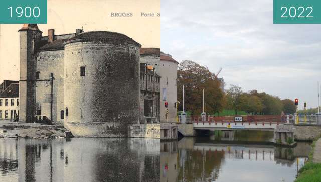 Before-and-after picture of Kruispoort between 1900 and 10/2022