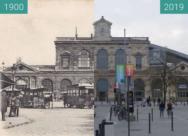 Image avant-après de Gare de Lille-Flandres entre 1900 et 06/04/2019