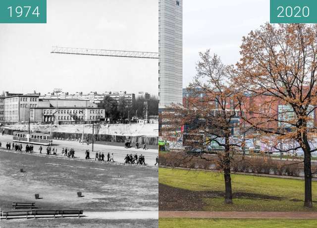 Before-and-after picture of Ulica Królowej Jadwigi between 1974 and 2020-Dec-15