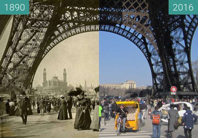 Image avant-après de Tour Eiffel entre 1890 et 13/03/2016