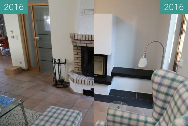 Before-and-after picture of Kaminrenovierung between 2016-Sep-07 and 2016-Oct-01