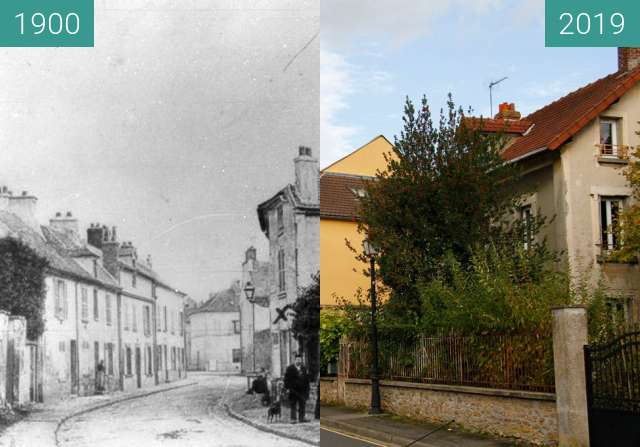Before-and-after picture of Rue Baillet-En-France between 1900 and 2019-Oct-19