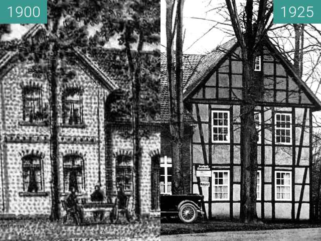 Image avant-après de Gaststätte Heinrich Reffelt an der Pottsbrücke entre 1900 et 1925