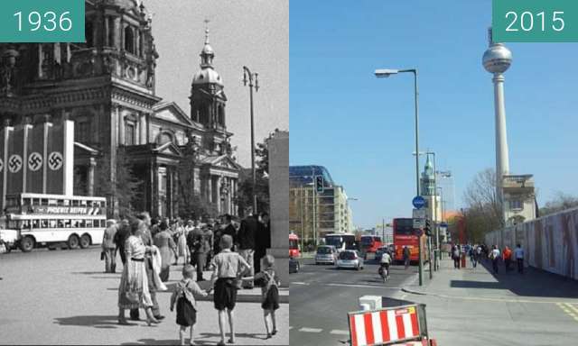 Vorher-Nachher-Bild von Berliner Dom 1936/2015 zwischen 1936 und 04.2015