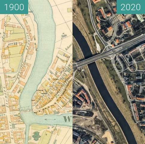 Image avant-après de Chwaliszewo entre 1900 et 2020