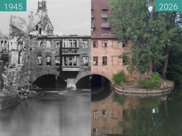 Vorher-Nachher-Bild von Heilig-Geist-Spital (um 1946) zwischen 1946 und 07.2026