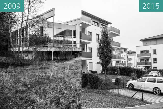 Before-and-after picture of Zeit im Bild | 47°34'32" N 10°41'57" E| Hallenbad between 2009-Nov-18 and 2015-Oct-13