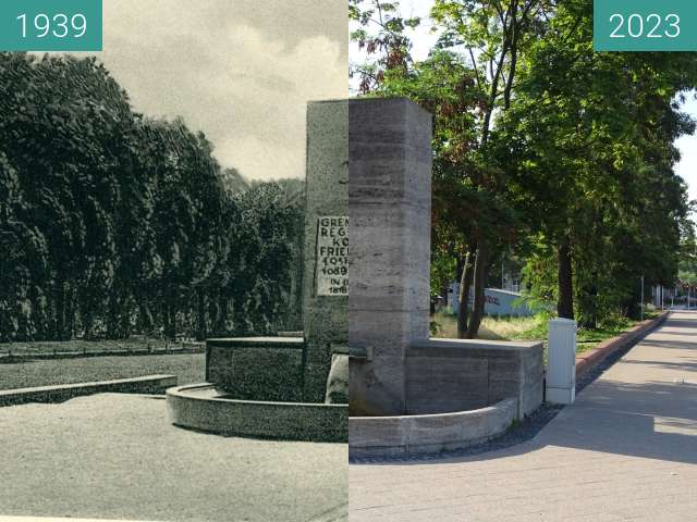 Before-and-after picture of Pomnik Grenadierow between 1939 and 2023-Aug-15