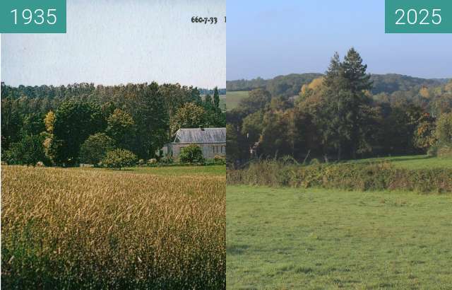Before-and-after picture of Genouilly vue depuis la colline between 1935 and 2025-Oct-12