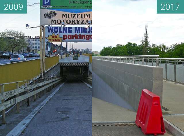 Before-and-after picture of Rondo Kaponiera Poznań. Parking wielopoziomowy. between 2009 and 2017