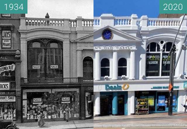 Image avant-après de Queens old Castle entre 1934 et 09/08/2020