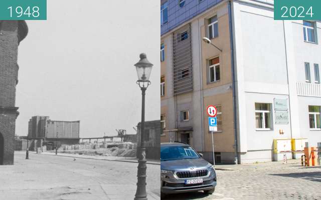 Before-and-after picture of Szyperska Street between 1948-Jun-05 and 2024-May-01