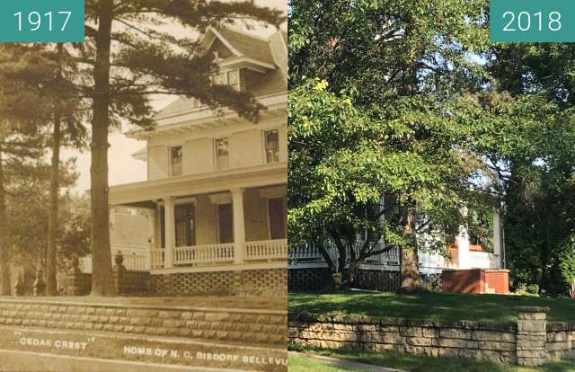 Vorher-Nachher-Bild von "Cedar Crest Home" In Bellevue, Iowa zwischen 1917 und 21.08.2018