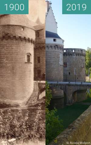 Vorher-Nachher-Bild von Schloss Nantes zwischen 1900 und 2019