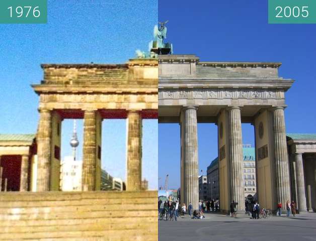 Before-and-after picture of Brandenburger Tor between 06/1976 and 2005-Mar-28