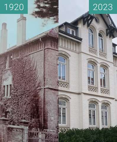 Vorher-Nachher-Bild von Karmann-Villa zwischen 1920 und 25.11.2023