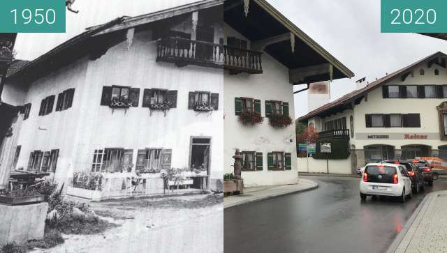 Before-and-after picture of Bauernschmiedanwesen, Siegsdorf between 1950 and 2020-Oct-11