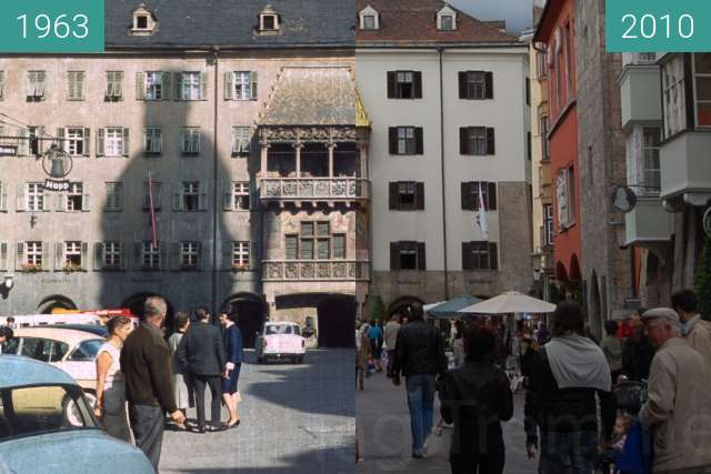 Vorher-Nachher-Bild von Goldenes Dachl zwischen 19.09.1963 und 28.08.2010