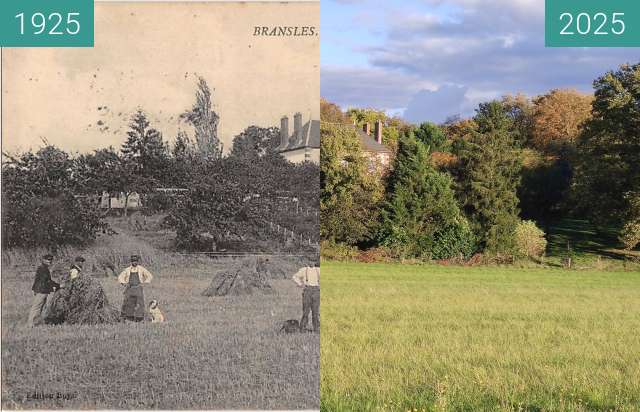 Before-and-after picture of Bransles - villa Cachoix between 1925 and 2025-Oct-25