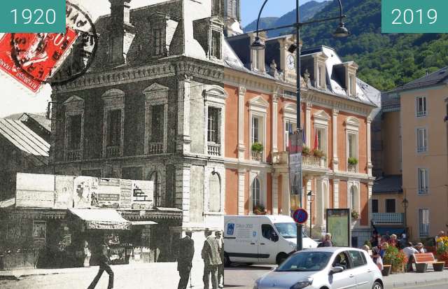 Before-and-after picture of Cauterets, Town Hall between 1920 and 2019-Aug-23