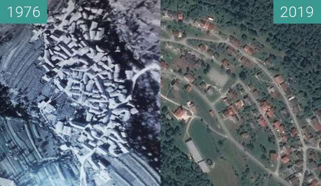 Image avant-après de Breginj 1976 in 2019 entre 1976 et 2019