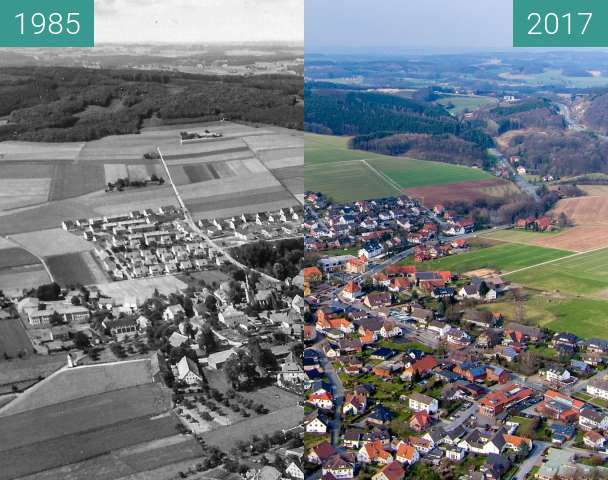 Before-and-after picture of Hilter am Teutoburger Wald between 1985 and 2017-Mar-13