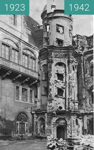 Vorher-Nachher-Bild von Bombed Dresden (Not exact position) zwischen 1923 und 1942