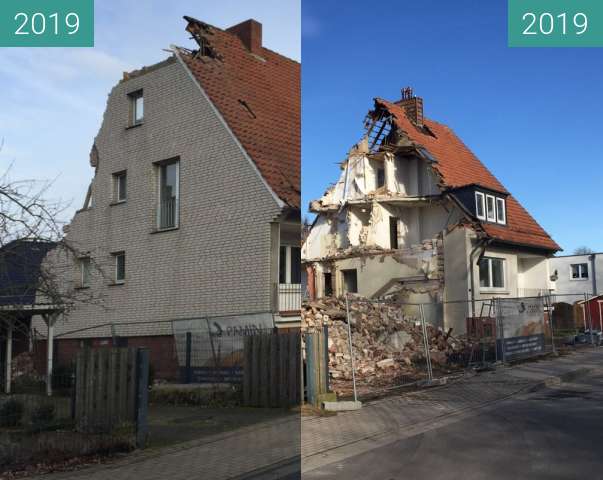Vorher-Nachher-Bild von Hausabbruch zwischen 12.02.2019 und 14.02.2019