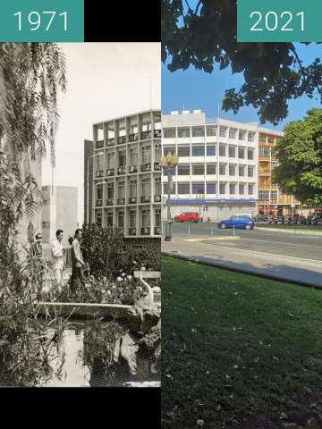Before-and-after picture of edificio municipal cambio between 1971 and 2021-Nov-20