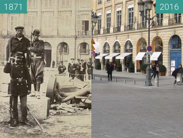 Image avant-après de Place Vendôme (Paris Commune) entre 16/05/1871 et 27/02/2016