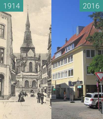 Before-and-after picture of Market, St. Marien between 1914 and 2016-Aug-31