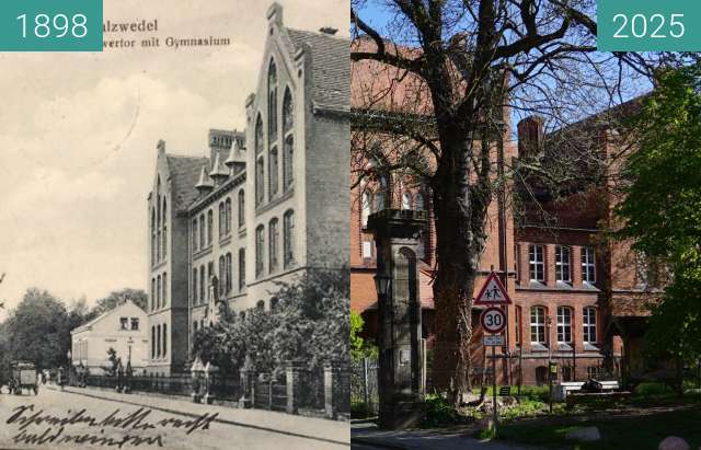 Before-and-after picture of Gymnasium between 1901 and 2025-Apr-27