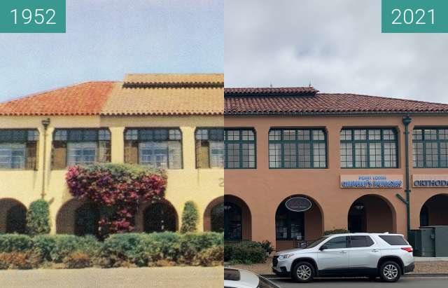 Before-and-after picture of NTC Point Loma now Vons between 1952 and 2021-Nov-02