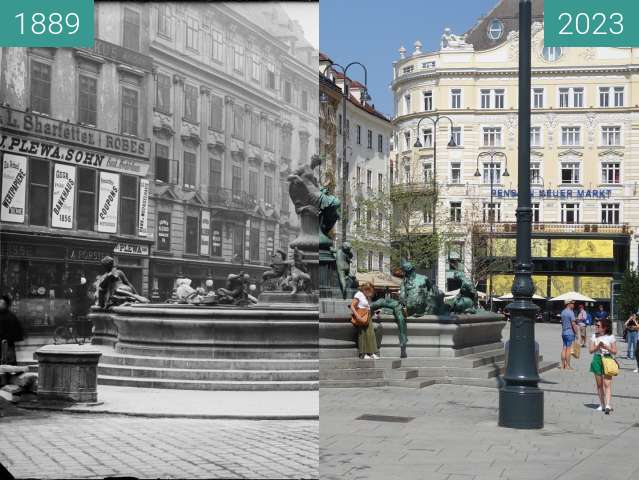 Before-and-after picture of Neuer Markt between 1889 and 08/2023