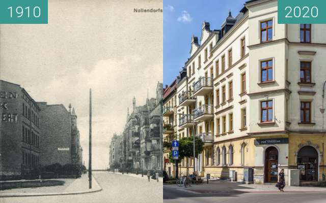 Before-and-after picture of Ulica Jackowskiego between 1910 and 2020