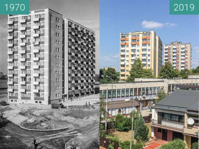Before-and-after picture of Ulica Szydłowska between 1970 and 07/2019