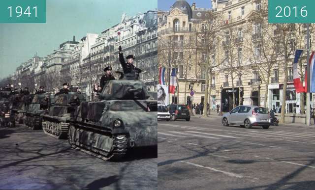 Image avant-après de Champs-Elysées (Occupation of Paris) entre 1941 et 13/03/2016