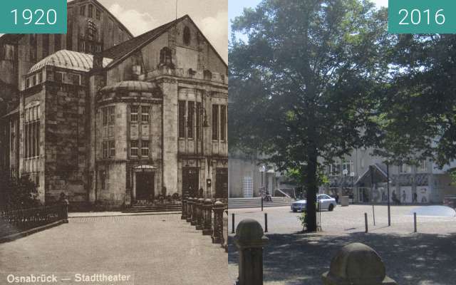 Before-and-after picture of Theater Osnabrück between 1920 and 2016-Aug-31