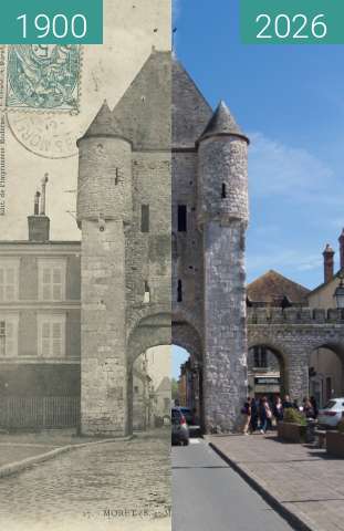 Before-and-after picture of Porte de Samois between 1900 and 04/2026