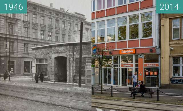 Vorher-Nachher-Bild von Delikatesy Kasia, ulice 27 Grudnia/Kantaka zwischen 15.09.1946 und 15.09.2014