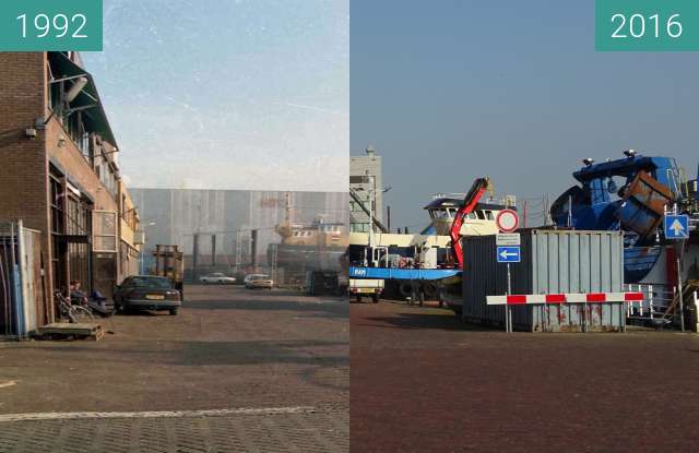 Before-and-after picture of Harbour and shipyard, Urk probably early nineties between 1992 and 2016-Sep-08