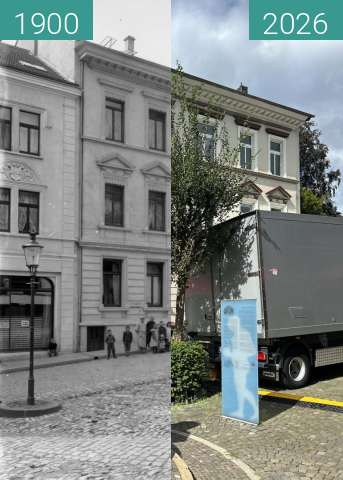 Before-and-after picture of Mittelstraße Mettmann between 1900 and 2026-Sep-05