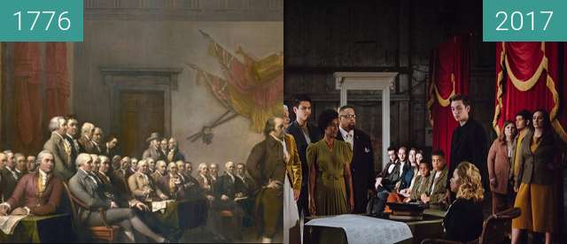 Before-and-after picture of The Declaration of Independence between 1776 and 2017