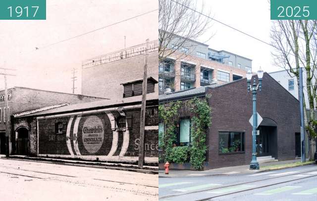 Vorher-Nachher-Bild von Mallory Stables, Portland, OR, 1917 zwischen 1917 und 2025