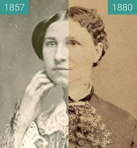 Image avant-après de Sarah Wight Durham, Belfast Maine entre 1857 et 1880