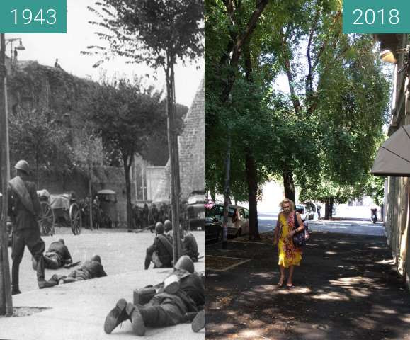Before-and-after picture of Battle of Rome, Porta San Paolo, 1943 between 1943-Sep-09 and 2018-Aug-05
