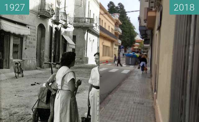 Before-and-after picture of Carrer del Centre between 1927 and 2018-Nov-02