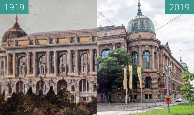 Before-and-after picture of Stuttgart - Landesgewerbemuseum between 1919 and 2019-Aug-28