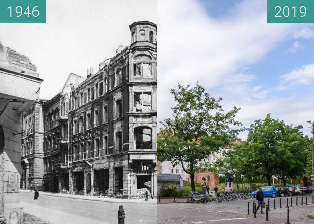 Before-and-after picture of Ulice 23 Lutego-Masztalarska between 1946 and 2019-May-23
